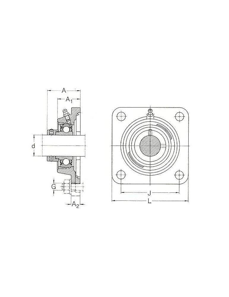 Palier applique fonte 4 trous FY40TF SKF  ref: FY40TF